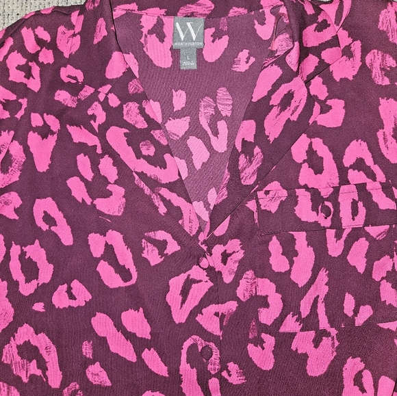 Pink and Burgundy Leopard Print Long Sleeved Blouse NWT - Picture 6 of 7